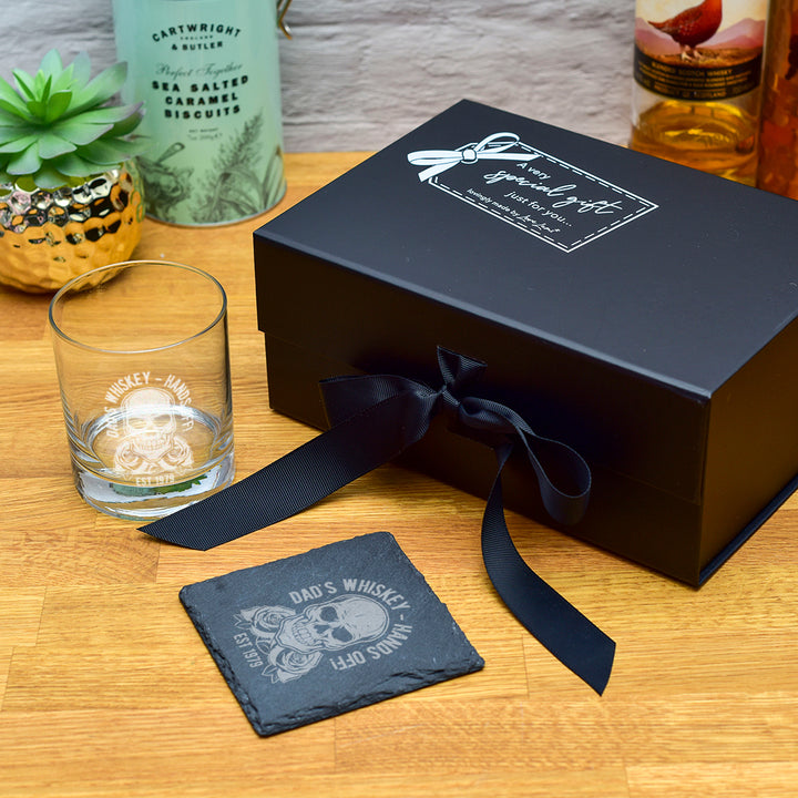 Personalised Skull and Roses Engraved Whiskey Glass-Love Lumi Ltd