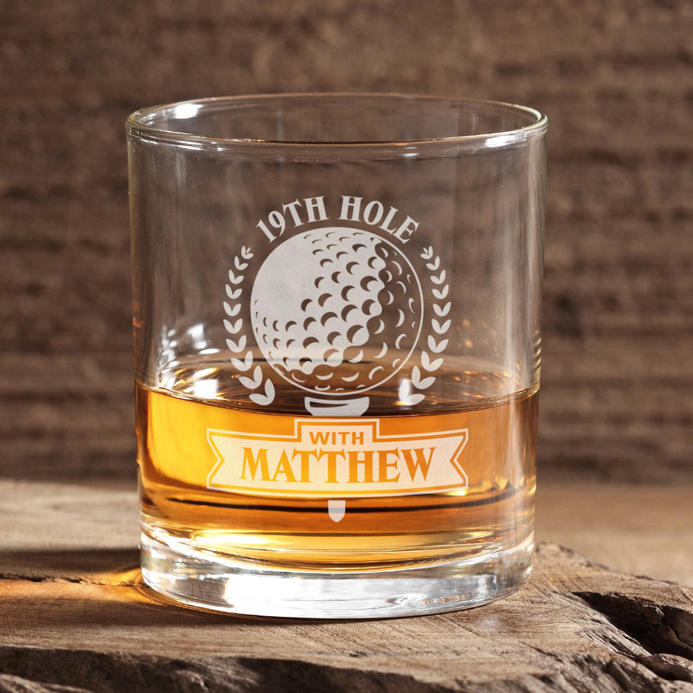 Personalised 19th Hole Golf Engraved Whiskey Glass-Love Lumi Ltd