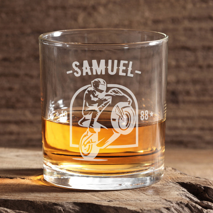 Personalised Motorbike Engraved Whiskey Glass-Love Lumi Ltd
