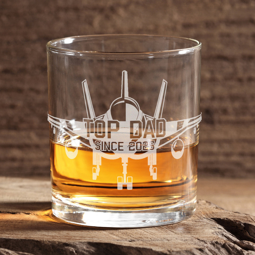Top Dad Jet Plane Whiskey Tumbler Glass