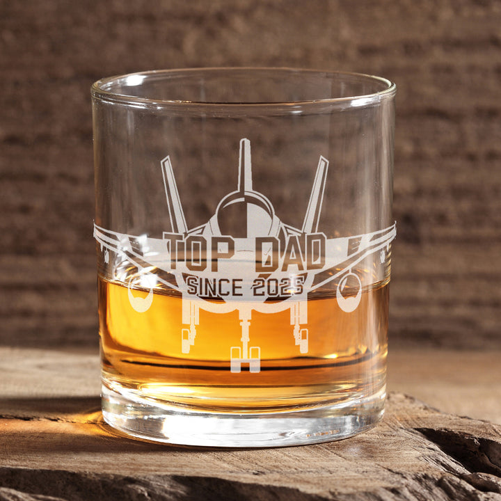Top Dad Jet Plane Whiskey Tumbler Glass
