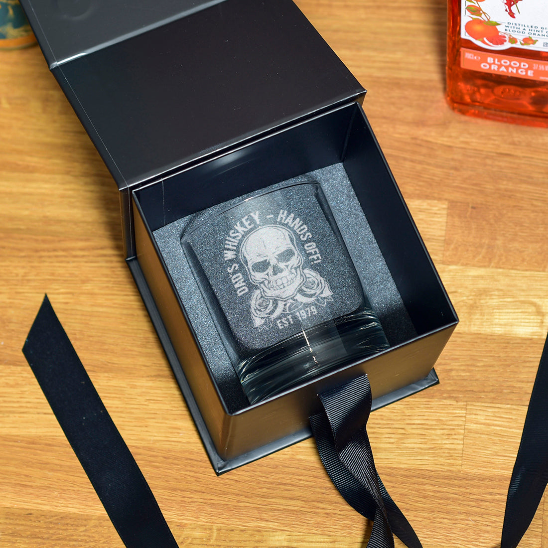 Personalised Skull and Roses Engraved Whiskey Glass-Love Lumi Ltd