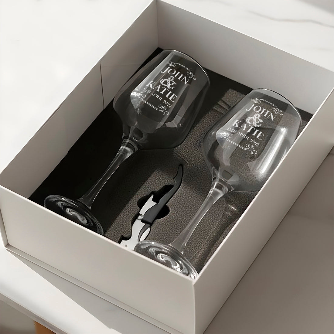 Pair of Vintage Frame Stemmed Wine Glasses