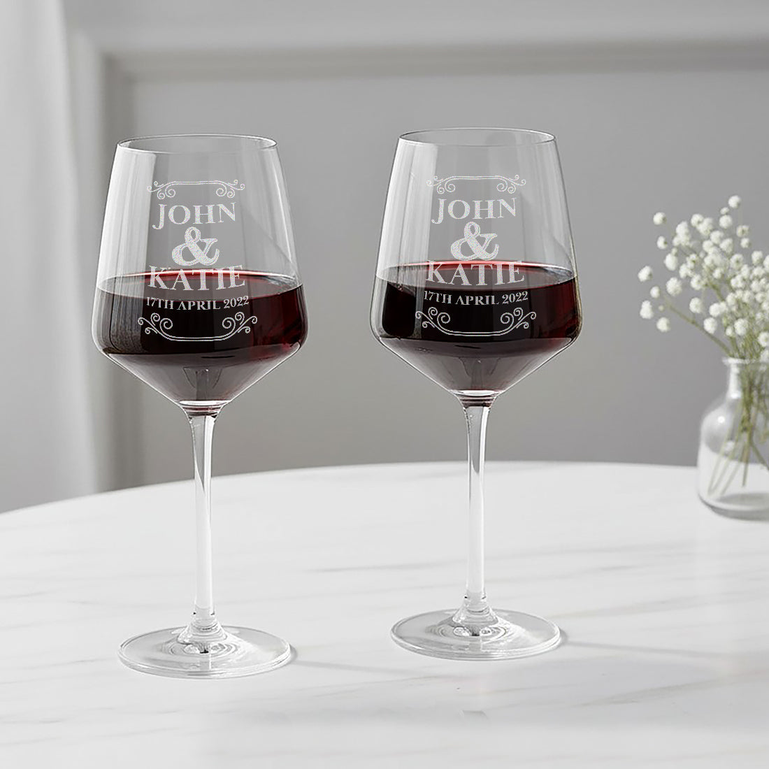Pair of Vintage Frame Stemmed Wine Glasses
