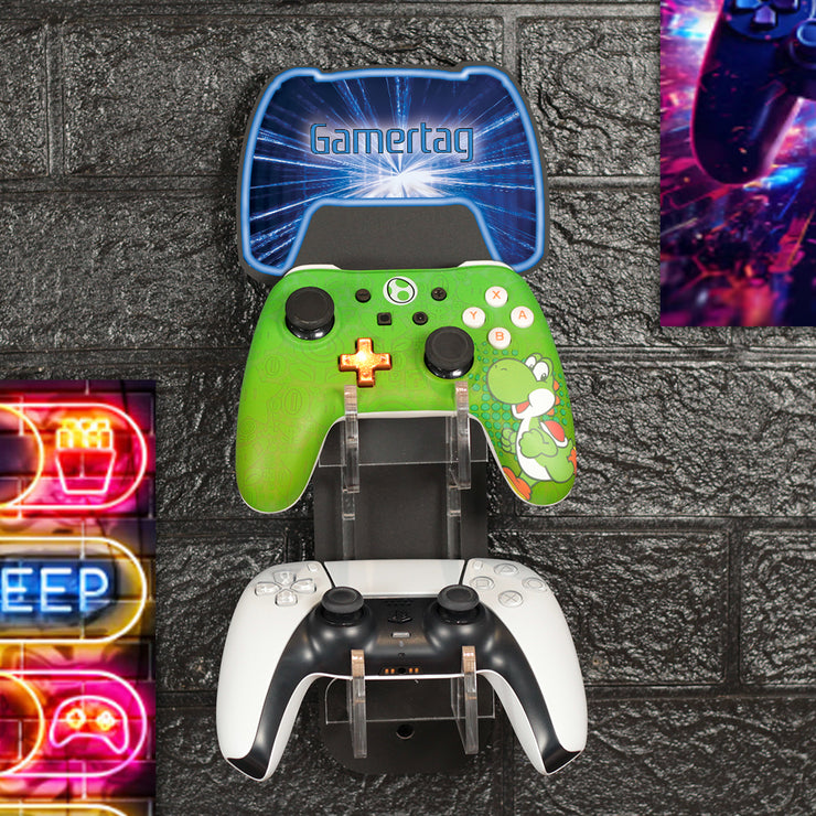 Personalised Wall Mounted Laser Beam Controller and Headset Holder Gaming Display