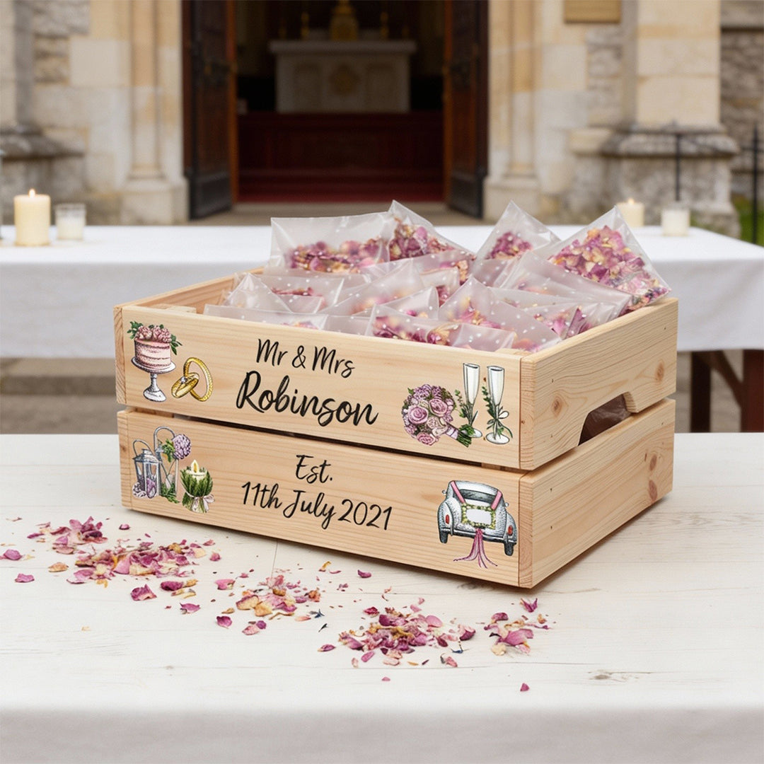Personalised Vintage Wedding Confetti Crate