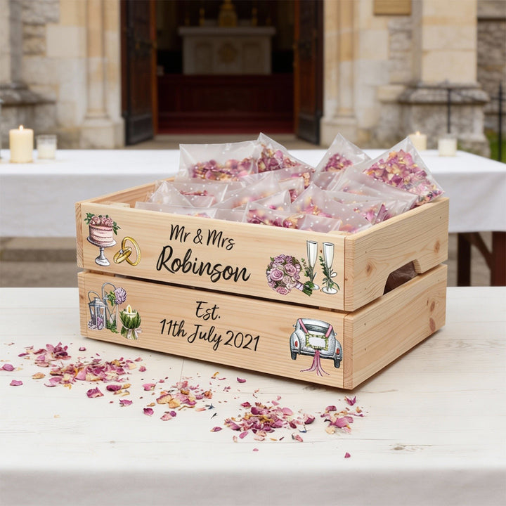 Personalised Vintage Wedding Confetti Crate