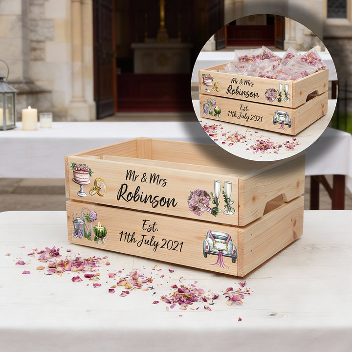 Personalised Vintage Wedding Confetti Crate