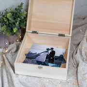 Watercolour Wildflower Wedding Natural Wooden Memory Keepsake Box