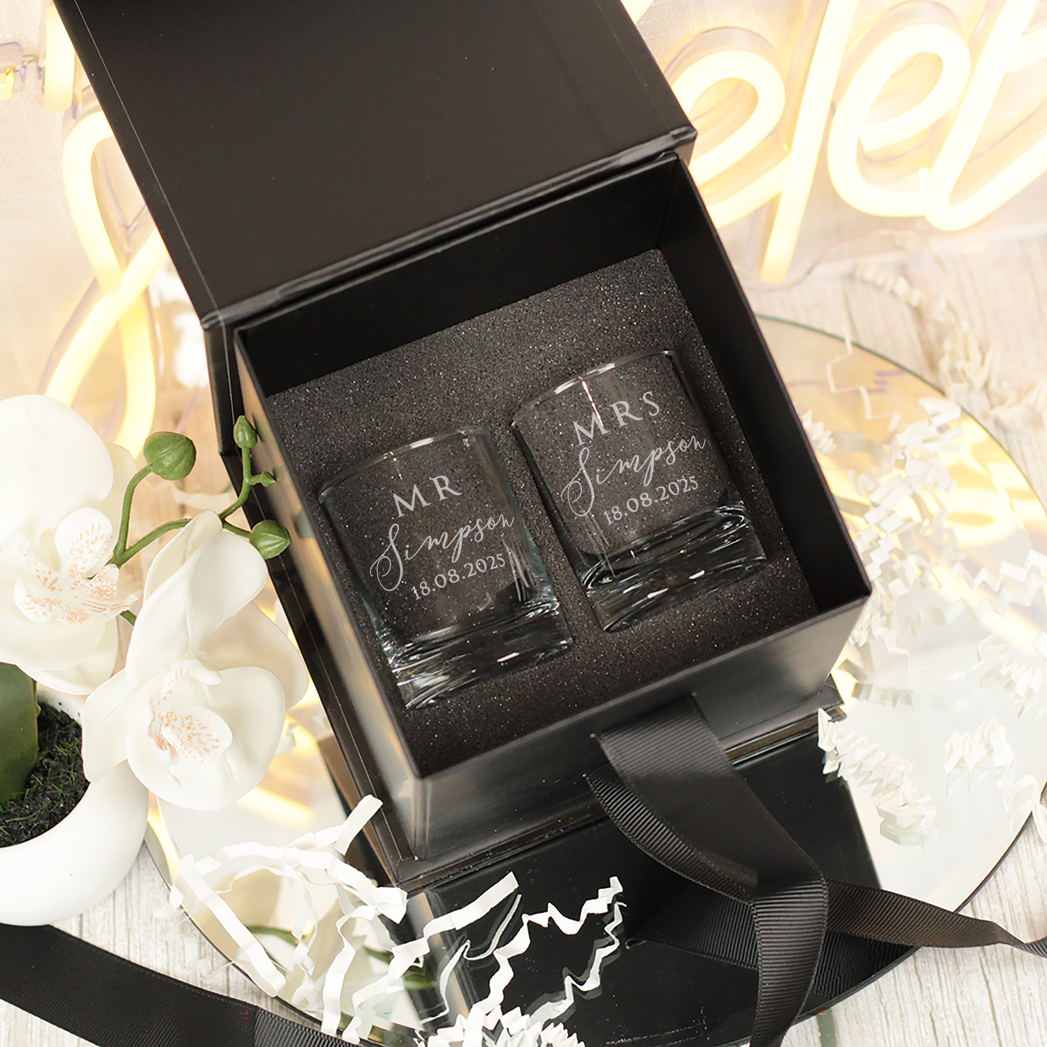 Pair of Married Names Wedding Gift Shot Glasses