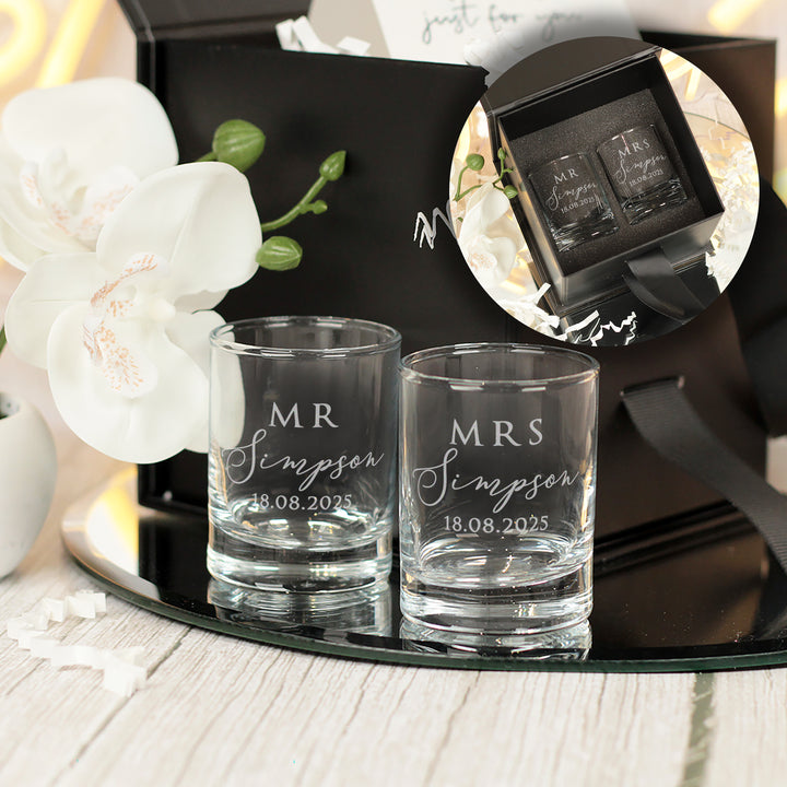 Pair of Married Names Wedding Gift Shot Glasses