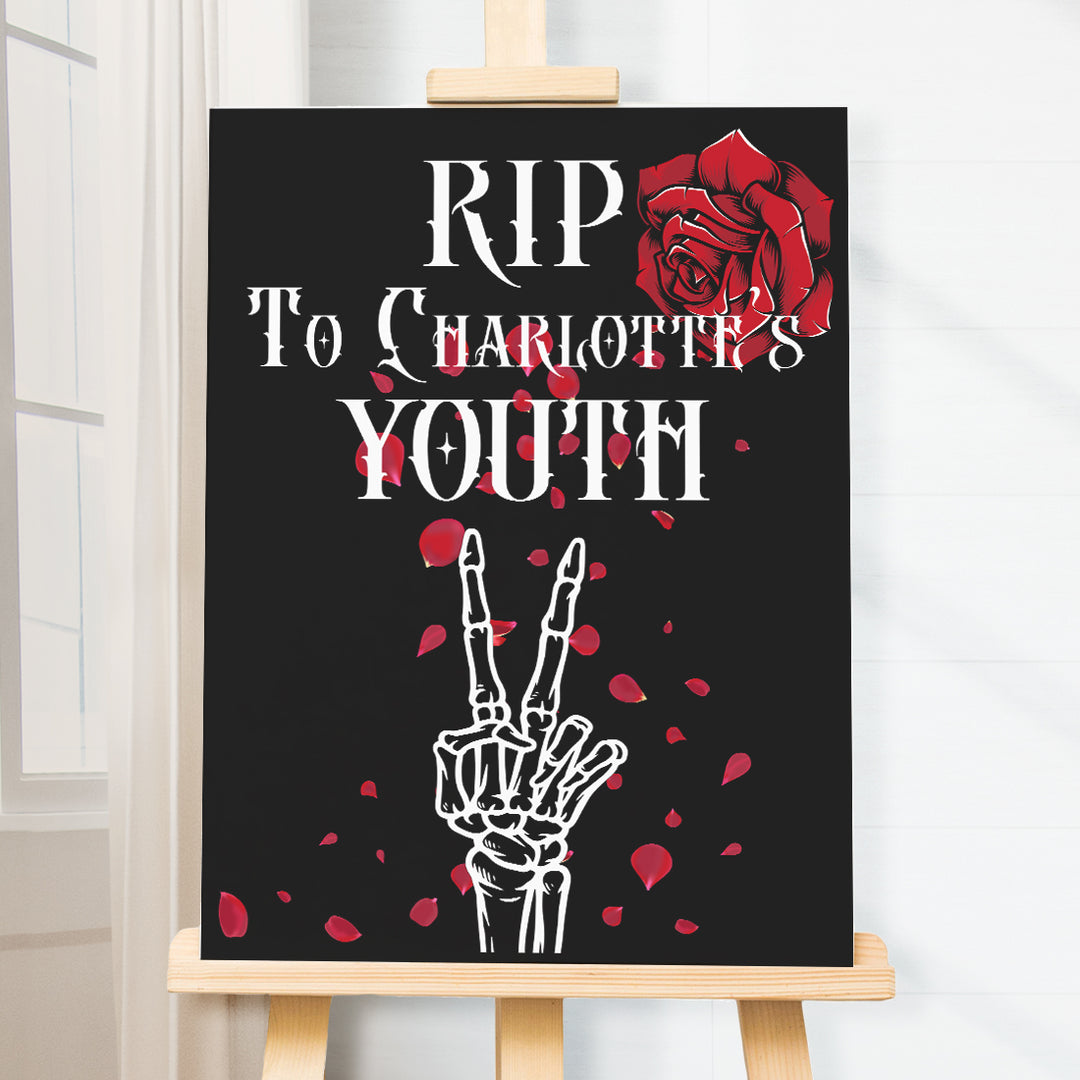 RIP to my Youth Thirties 30s Twenties 20s Skeleton Rock Hand Birthday Party Acrylic Sign-Love Lumi Ltd