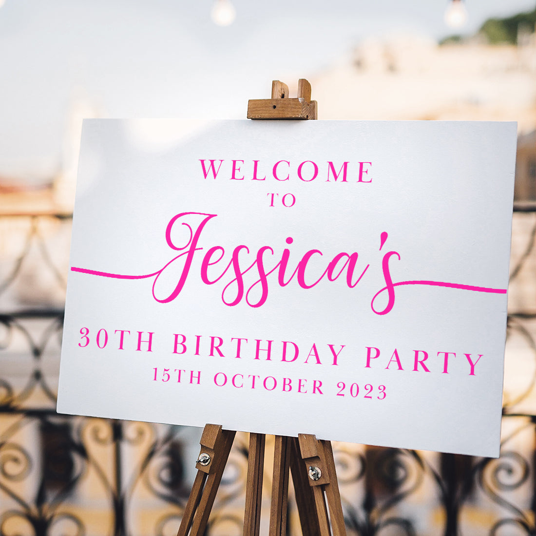 Classic Script Birthday Party Welcome Sign-Love Lumi Ltd