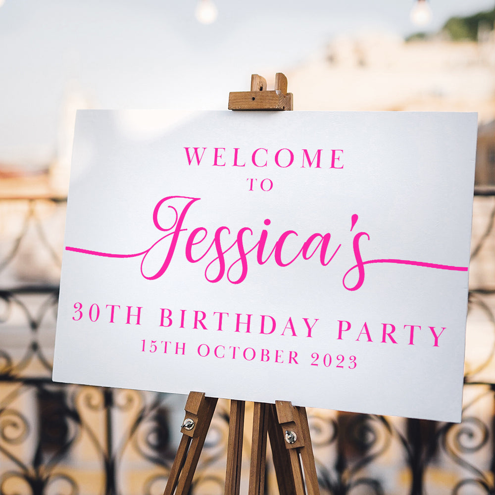 Classic Script Birthday Party Welcome Sign-Love Lumi Ltd