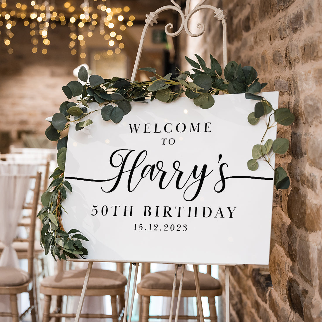 Classic Script Birthday Party Welcome Sign-Love Lumi Ltd