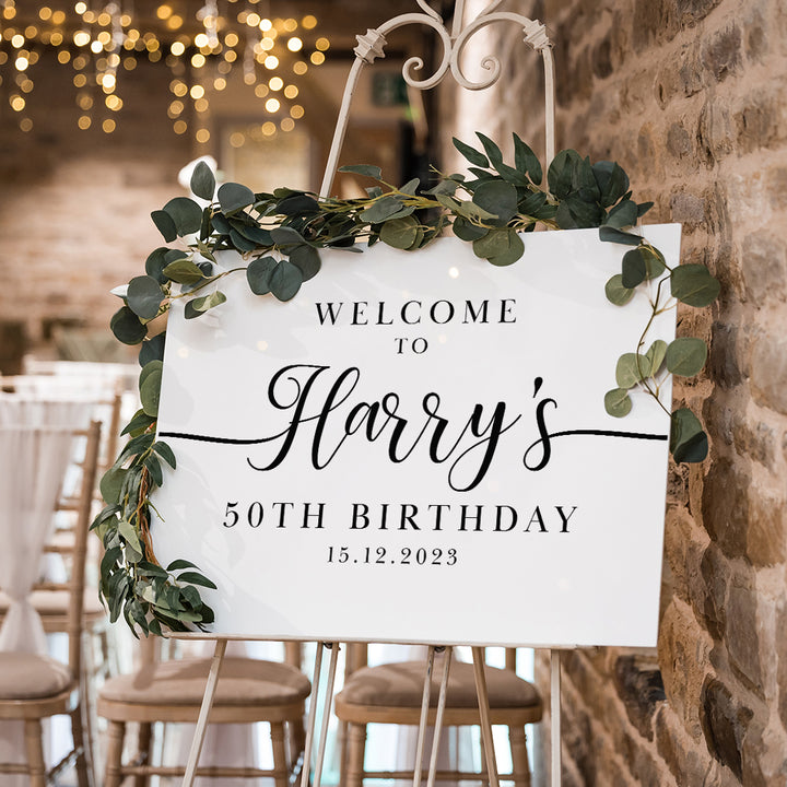 Classic Script Birthday Party Welcome Sign-Love Lumi Ltd