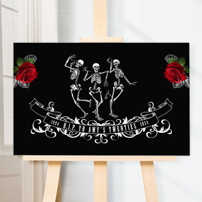 RIP to my Youth Thirties 30s Twenties 20s Dancing Skeletons Birthday Party Acrylic Sign-Love Lumi Ltd