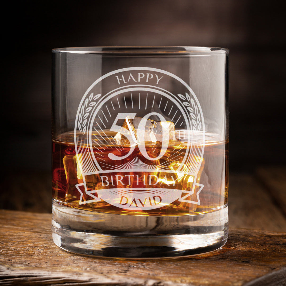 Happy Birthday 50th Engraved tumbler Glass