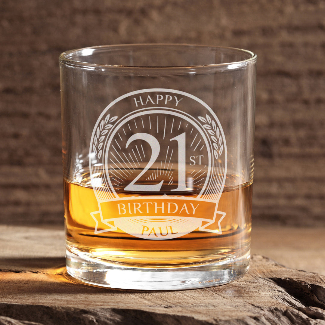 Happy Birthday 21st Engraved tumbler Glass