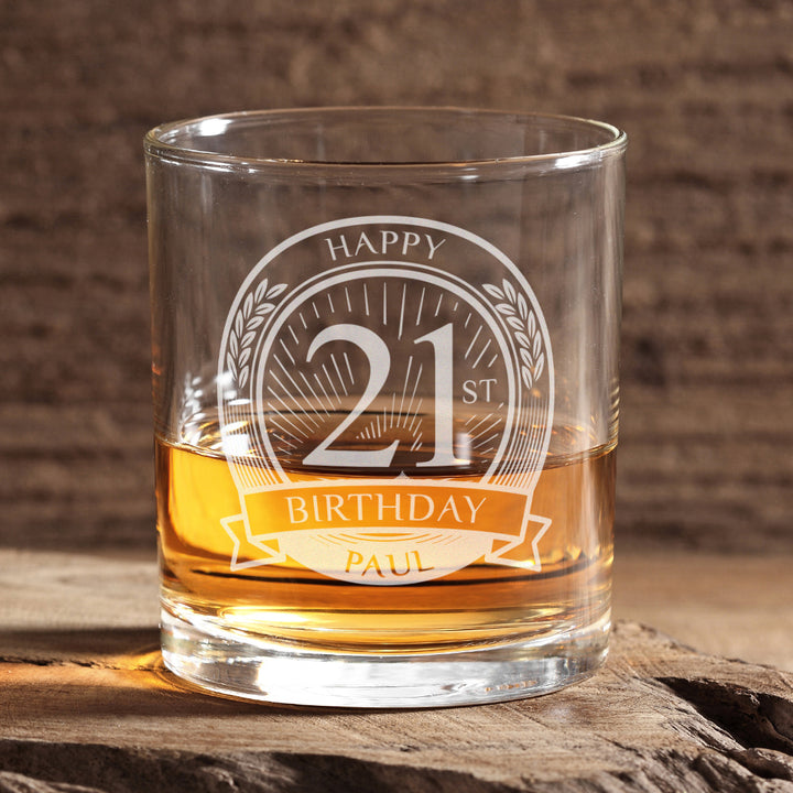 Happy Birthday 21st Engraved tumbler Glass