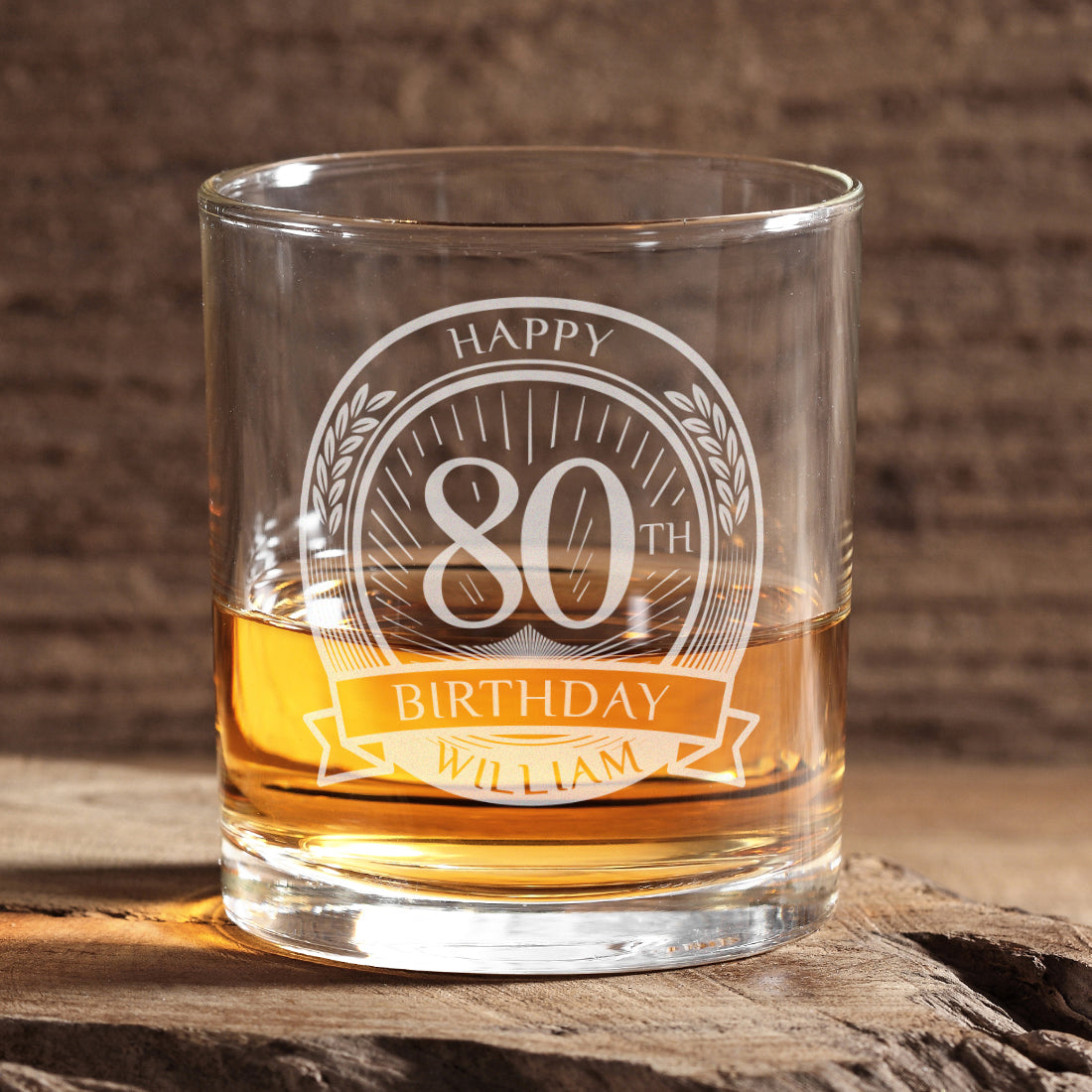 Happy Birthday 80th Engraved tumbler Glass