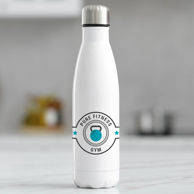 Branded Business Logo Gloss White 500ml Stainless Steel Insulated Bottle-Love Lumi Ltd