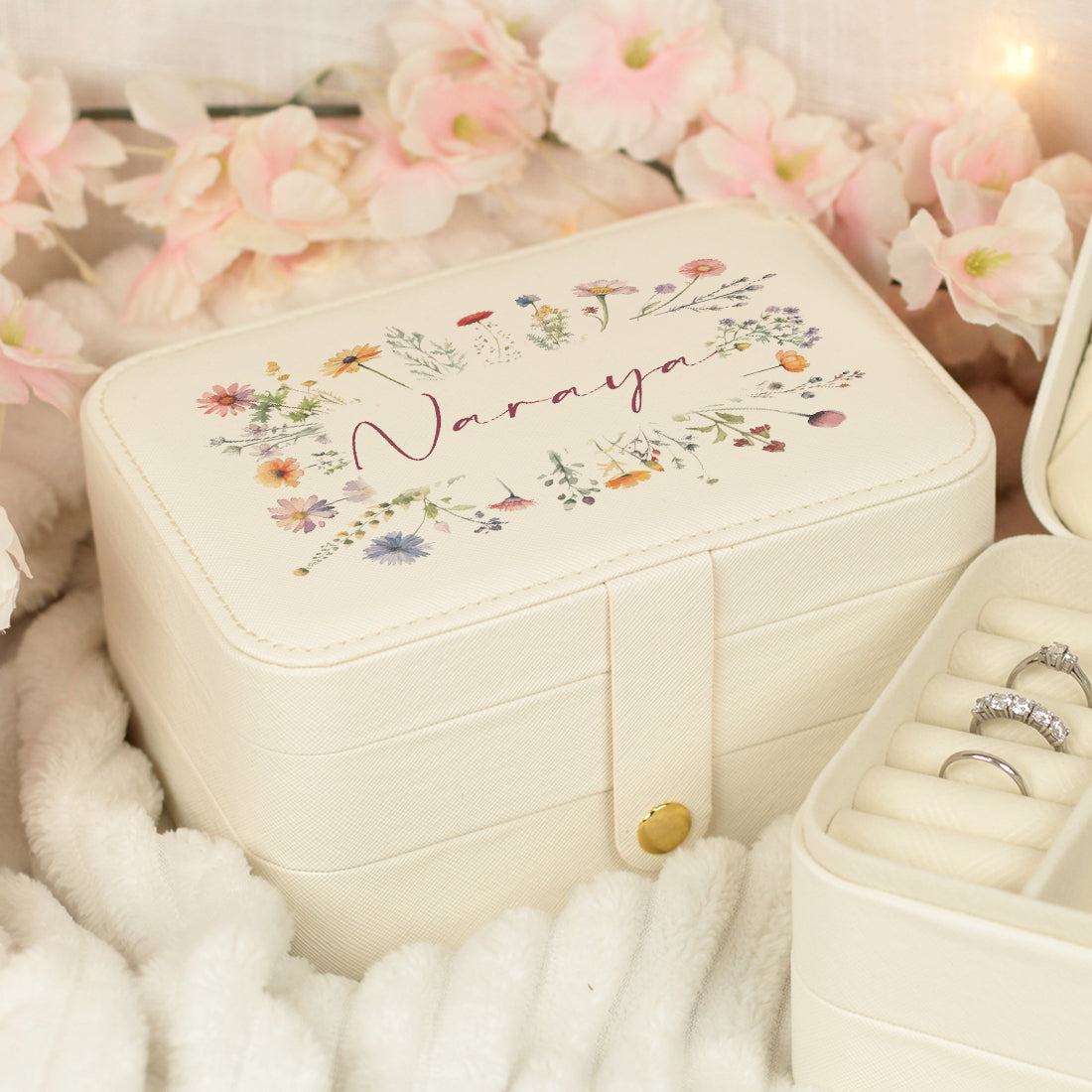 Wildflower Two-Layer Jewellery Storage Box with Mirror