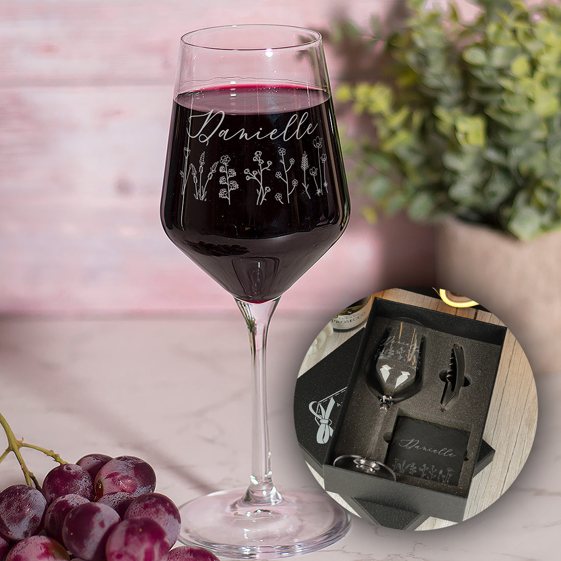 Wildflower Stemmed Wine Glass Boxed Gift Set