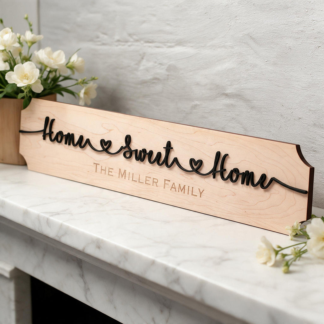 Family Home Sweet Home 3D Wood &amp; Acrylic Street Sign