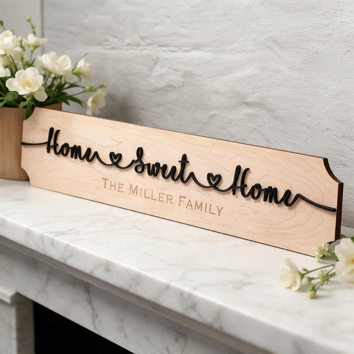 Family Home Sweet Home 3D Wood &amp; Acrylic Street Sign