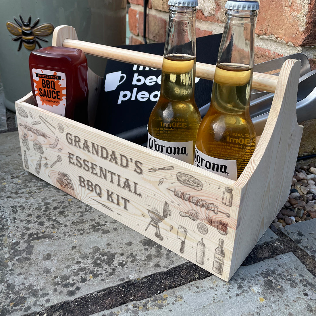 Engraved BBQ Barbecue Father's Day Birthday Treat Hamper Gift Caddy with Handle-Love Lumi Ltd