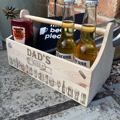Engraved Beer Gift Box Father's Day Birthday Treat Hamper Caddy with Handle-Love Lumi Ltd