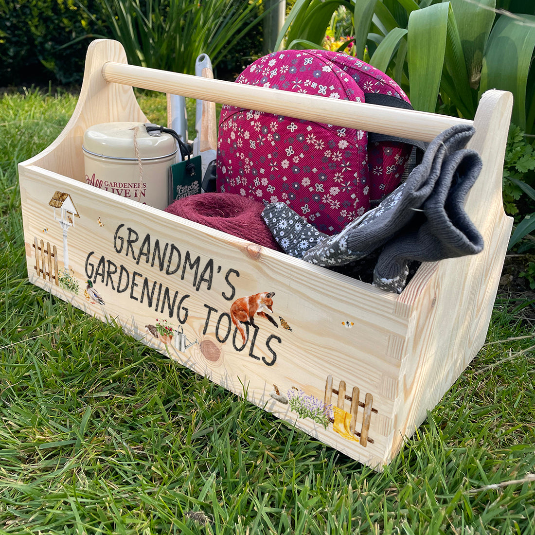 Wildlife Gardening Tool Hamper Gift Caddy with Handle-Love Lumi Ltd