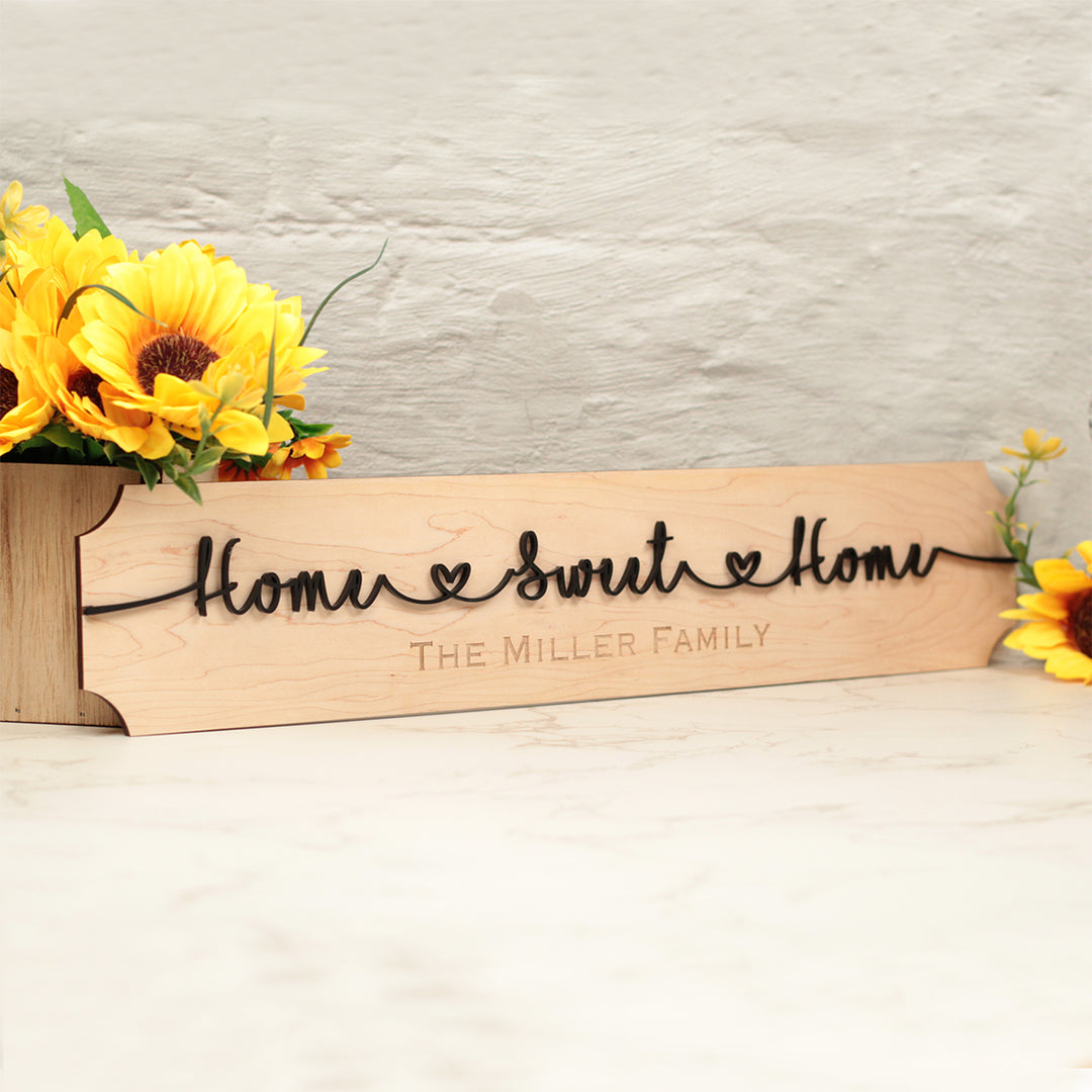 Family Home Sweet Home 3D Wood & Acrylic Street Sign-Love Lumi Ltd