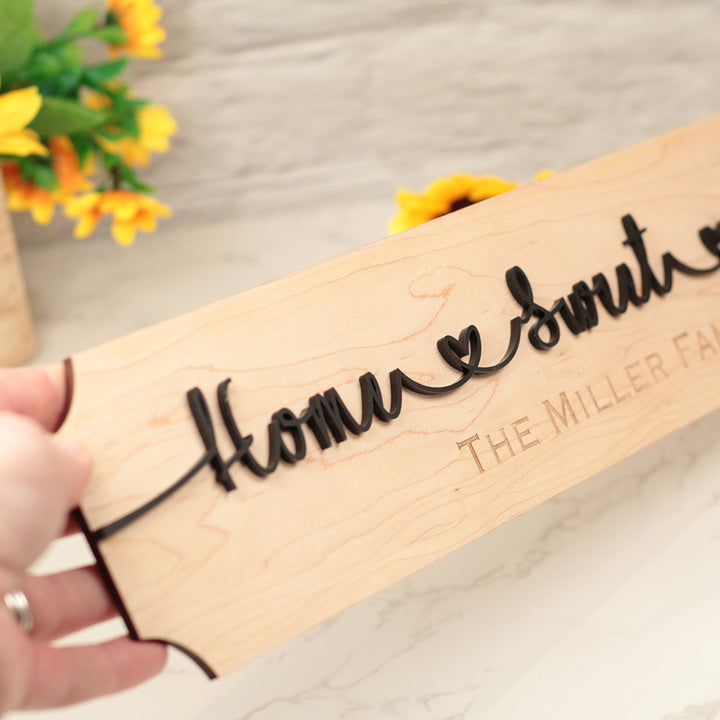 Family Home Sweet Home 3D Wood &amp; Acrylic Street Sign-Love Lumi Ltd