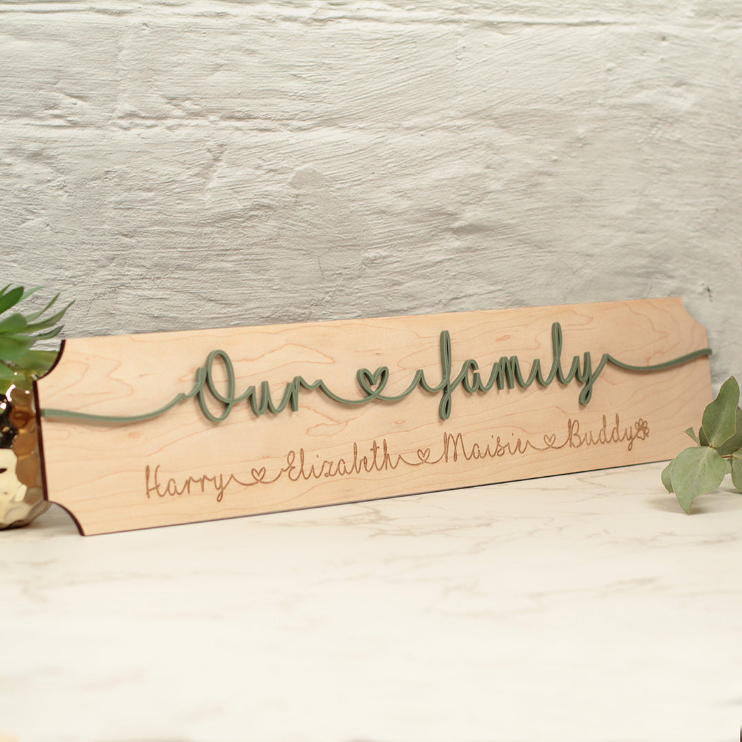 Our Family 3D Wood & Acrylic Street Sign-Love Lumi Ltd