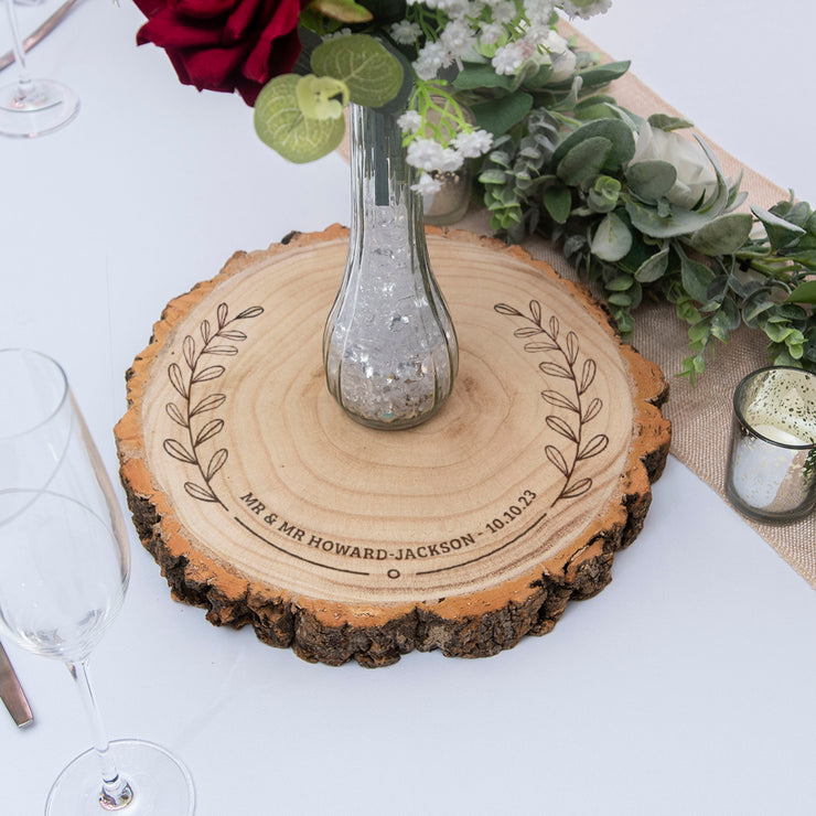 Large Floral Frame Wood Slice Table Centrepiece-Love Lumi Ltd