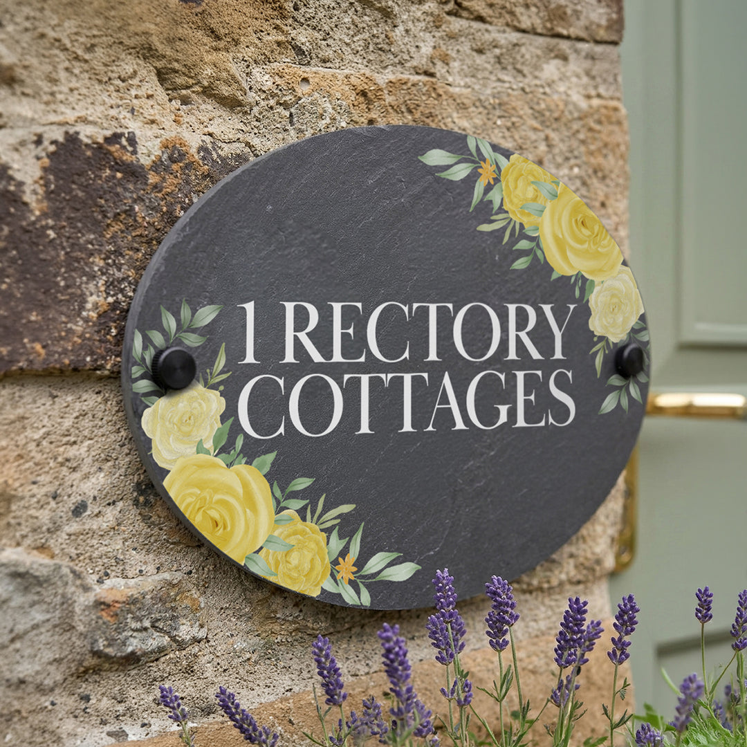 Roses Oval Slate House Number or Name Wall Mounted Sign