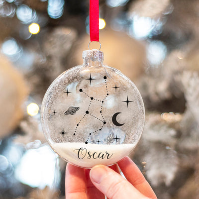 Zodiac Birth Star Sign Christmas Glitter Glass Christmas Tree Bauble Ornament