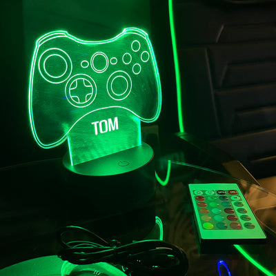 Personalised Neon Green Games Controller LED light base | 7 light colours-Love Lumi Ltd