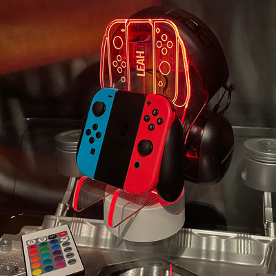 Personalised Nintendo Switch Controller and Headset Gaming Station Neon light base-Love Lumi Ltd