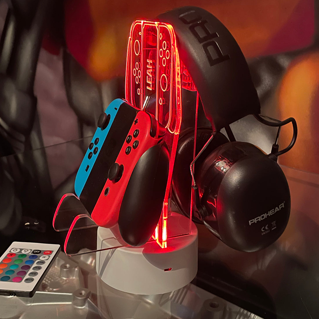 Personalised Nintendo Switch Controller and Headset Gaming Station Neon light base-Love Lumi Ltd