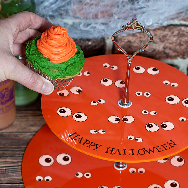 Personalised Googly Eyes Halloween Acrylic 2 Tier Party Cake Stand-Love Lumi Ltd