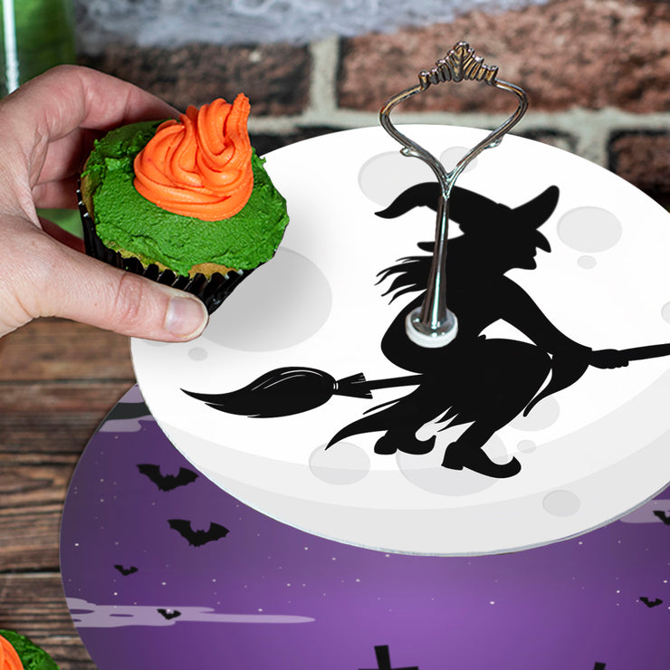 Witch and Graveyard Halloween Acrylic 2 Tier Party Cake Stand-Love Lumi Ltd