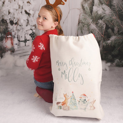 Personalised Winter Animals Large Christmas Gift Sack-Love Lumi Ltd