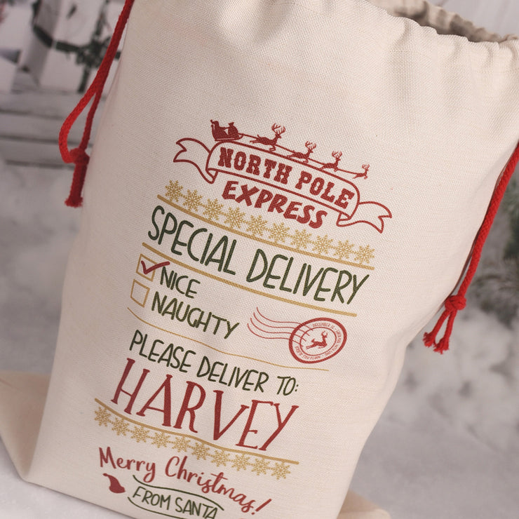 Personalised North Pole Express Christmas Gift Sack and Stocking-Love Lumi Ltd