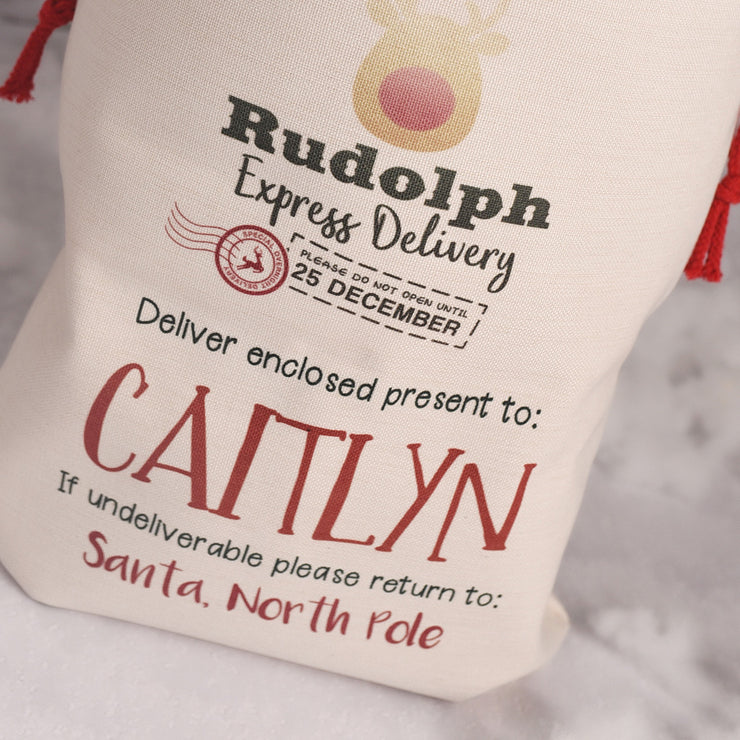 Personalised Reindeer Express Christmas Gift Sack and stocking-Love Lumi Ltd