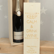 Personalised Keep Calm Engraved Wooden Wine Bottle 18th 21st 30th Birthday Gift Box-Love Lumi Ltd