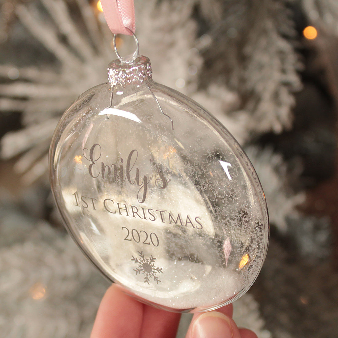 Baby's 1st Christmas Glass Glitter Filled Bauble-Love Lumi Ltd