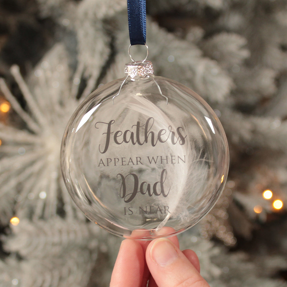 Glass Feathers Appear Memorial Christmas Bauble-Love Lumi Ltd